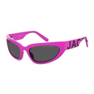 Marc Jacobs Sunglasses Rectangle Full Rim, Fuchsia/Black Frame and Grey Lens